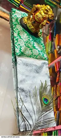 Milky Silk Saree/Sari Indian Pure Vintage Fabric Blouse Soft 100% Banarasi Wear | Ethnic Wear |Traditional Wedding Party Woven Sarees (Green)-thumb2