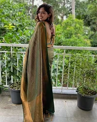 Smooth Kanjeevaram Pure Silk Zari Saree Traditional Women's Wedding Piece Bollywood Designer (GREEN-1)-thumb2