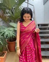 Stylish Pink Art Silk Saree With Blouse Piece For Women-thumb3