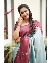 Stylish Blue Art Silk Saree With Blouse Piece For Women-thumb1