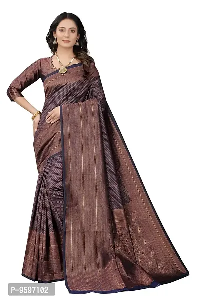 Smooth Kanjeevaram Pure Silk Zari Saree Traditional Women's Wedding Piece Bollywood Designer (NAVYBLUE-1)-thumb0