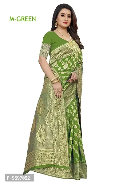 Banarasi Silk Saree | Indian Ethnic Wear | Traditional Women's Wedding Piece Bollywood Designer (Green)-thumb2