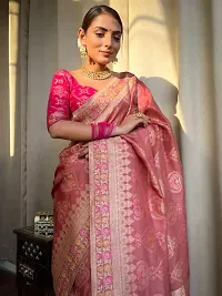 Stylish Pink Art Silk Saree With Blouse Piece For Women-thumb1