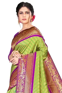 Kanchipuram Silk Saree | Indian Ethnic Wear | Traditional Women's Wedding Piece Bollywood Designer (GREEN PURPLE)-thumb4