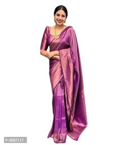 Smooth Kanjeevaram Pure Silk Zari Saree Traditional Women's Wedding Piece Bollywood Designer (PURPLE)