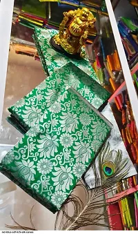 Milky Silk Saree/Sari Indian Pure Vintage Fabric Blouse Soft 100% Banarasi Wear | Ethnic Wear |Traditional Wedding Party Woven Sarees (Green)-thumb3