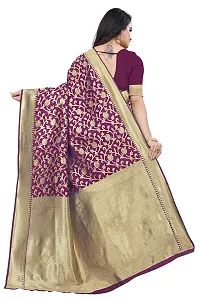 Copper Zari Pure Silk Saree | Indian Ethnic Wear | Traditional Women's Wedding Piece Bollywood Designer (Purple)-thumb2