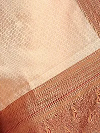 Smooth Kanjeevaram Pure Silk Zari Saree Traditional Women's Wedding Piece Bollywood Designer (CREAM MAROON-1)-thumb4