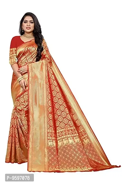 Kanchipuram Studio Wedding Banarasi Silk Saree | Indian Ethnic Wear | Traditional Women's Wedding Wear Sari (RED)
