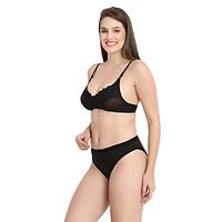 Black Cotton Bra  Panty Set-thumb3