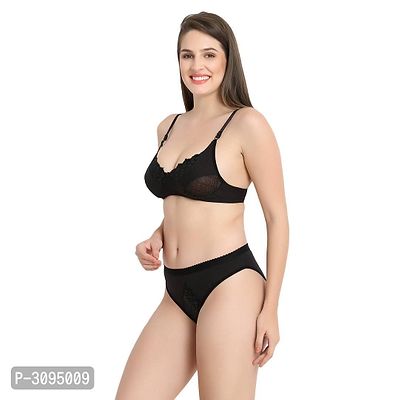 Black Cotton Bra  Panty Set-thumb4