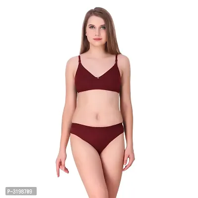 Maroon Cotton Solid Lingerie Sets For Women