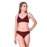 Maroon Cotton Solid Lingerie Sets For Women-thumb1