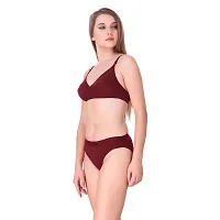 Maroon Cotton Solid Lingerie Sets For Women-thumb2