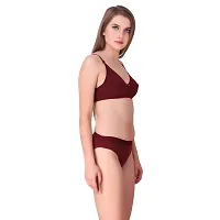 Maroon Cotton Solid Lingerie Sets For Women-thumb3