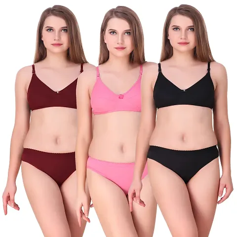 Women's Bra Panty Set Of 3