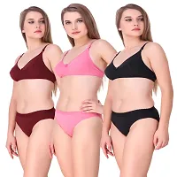 Women's Cotton Bra  Panty Set Of 3-thumb1