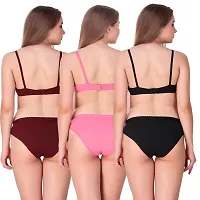 Women's Cotton Bra  Panty Set Of 3-thumb3