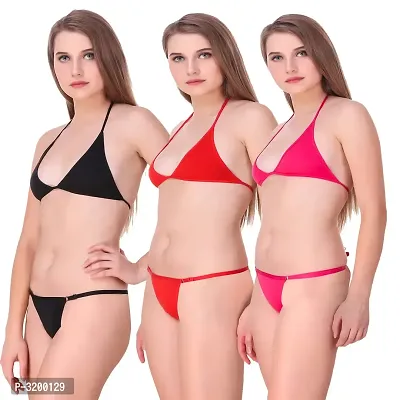 Women's Cotton Bra  Panty Set Of 3-thumb3