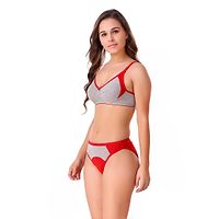 Women's Solid Cotton Bra  Panty Set-thumb1