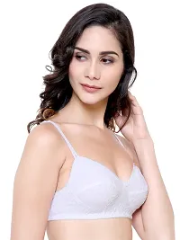 White Cotton Basic Bras-thumb2