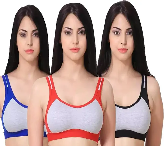 Womens Solid Sports Bra Pack Of 2,3