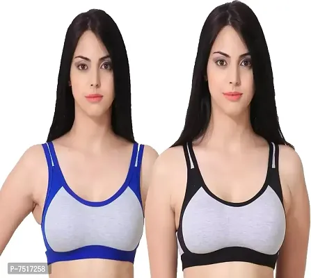 Stylish Hosiery Solid Sports Bras For Women- Pack Of 2