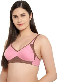 Stylish Pink Cotton Blend Solid Bralette Bras For Women-thumb1