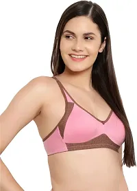 Stylish Pink Cotton Blend Solid Bralette Bras For Women-thumb2