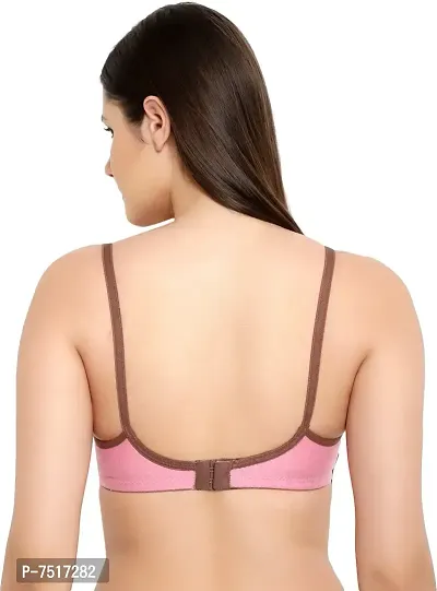 Stylish Pink Cotton Blend Solid Bralette Bras For Women-thumb4