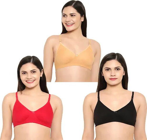 Stylish Blend Solid T-Shirt Bras For Women- Pack Of 3