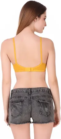 Stylish Yellow Cotton Blend Solid Bralette Bras For Women-thumb1