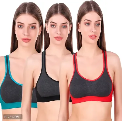 Buy Featherline Seamless Non Padded Non Wired Cotton Solid Full Coverage  Womens Sports Bra at