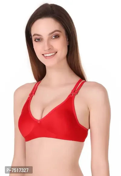red cotton blend regular bra
