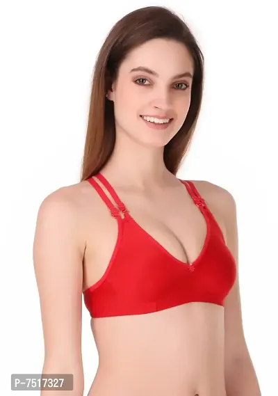 red cotton blend regular bra