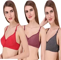 Stylish Cotton Blend Solid Bralette Bras For Women- Pack Of 3-thumb2