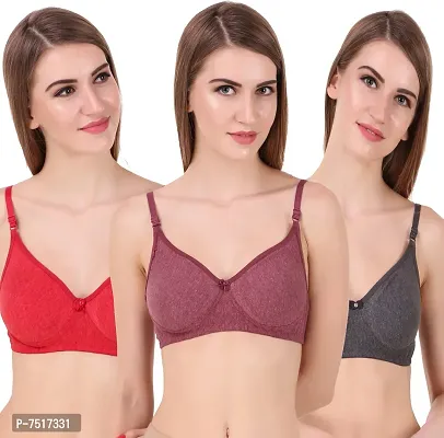 Stylish Cotton Blend Solid Bralette Bras For Women- Pack Of 3