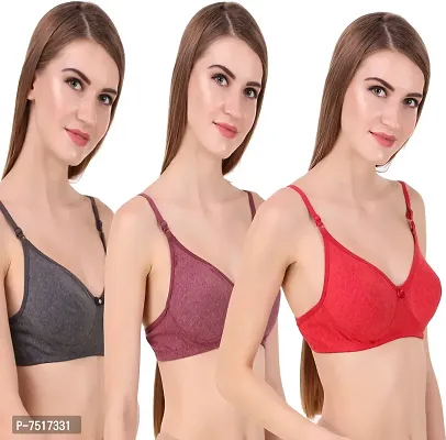 Stylish Cotton Blend Solid Bralette Bras For Women- Pack Of 3-thumb4