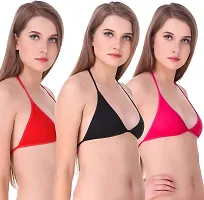 Stylish Cotton Blend Self Design Bralette Bras For Women- Pack Of 3-thumb3