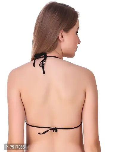 Stylish Black Cotton Blend Self Design Bralette Bras For Women-thumb2