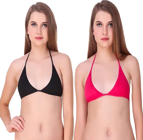 Womens Solid Non Padded Bikini Bras/Halter Neck Bras