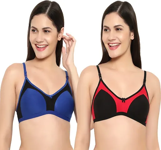 Stylish Blend Solid Bralette Bras For Women- Pack Of 2