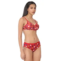 Stylish M Cotton Blend Printed Bra  Panty Set  For Women Pack Of 2-thumb1