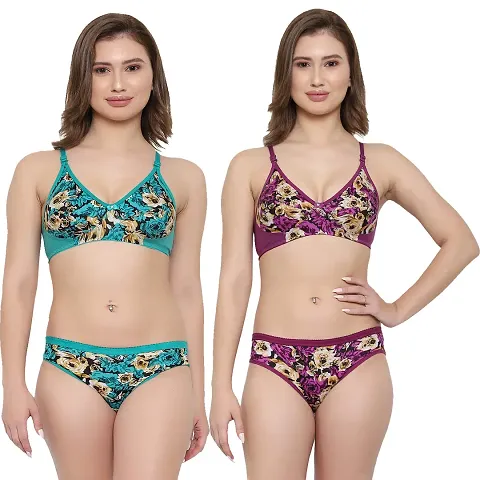 Tace Flower Print Colour Rama Green  Purple Pack of