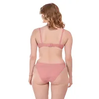 Stylish Pink Cotton Blend Solid Bra  Panty Set  For Women-thumb2