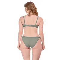 Stylish Light Green Cotton Blend Solid Bra  Panty Set  For Women-thumb2