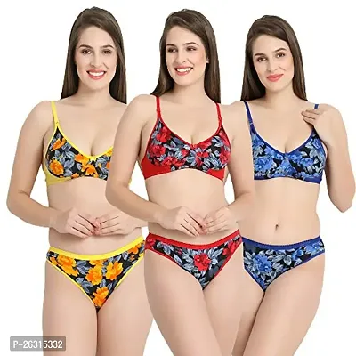 Tace Flower Print Lingerie Sets Pack of 3