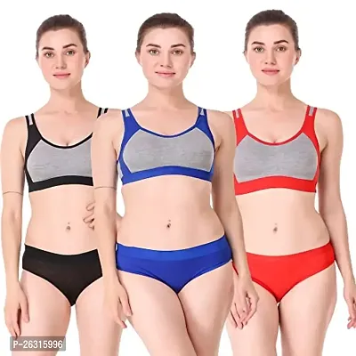 Stylish Multicoloured Cotton Sports Bra For Women Pack Of 3