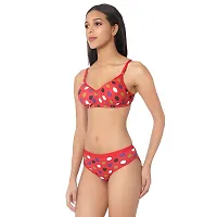 Stylish M Cotton Blend Printed Bra  Panty Set  For Women Pack Of 2-thumb2