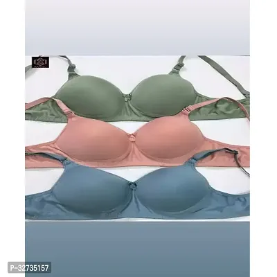 Stylish Cotton Blend Solid Bra for Women, Pack of 3-thumb5